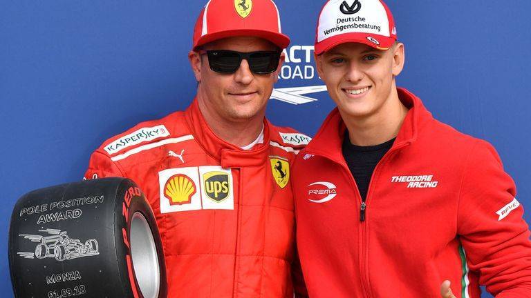 Mick Schumacher nel 2018 premia Kimi Raikkonen per la pole position a Monza GP Italia