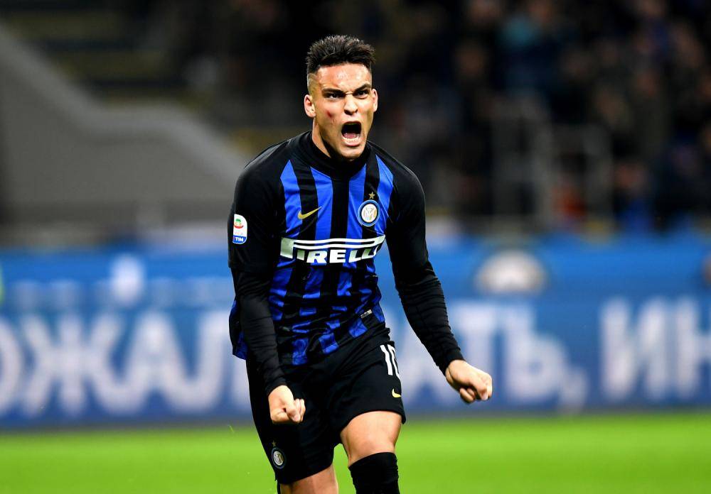 L'esultanza di Lautaro Martinez, a segno per l'Inter
