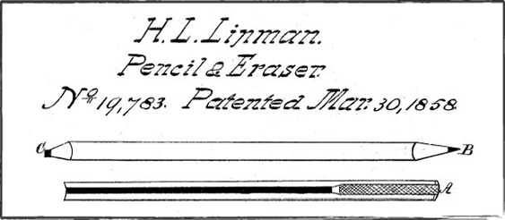 Hymen Lipman, disegno brevetto matita con gomma, 30 marzo 1858.
#MMIToday 30 marzo | Una piccola ma grande invenzione