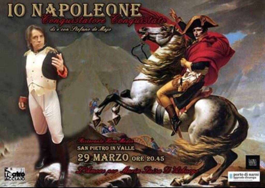 Stefano De Majo in costume di scena per la sua esibizione "Io Napoleone conquistatore conquistato