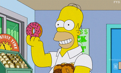 I dolci nei cartoni: Homer Simpson gusta una ciambella.