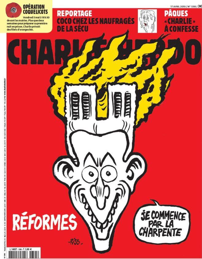 “La copertina di Charlie Hebdo – Photo Credits: www.tgcom24.mediaset.it”  Notre-Dame