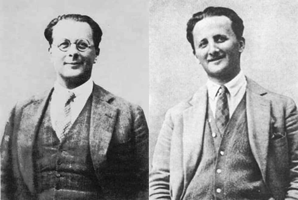 A sinistra, una fotografia di Carlo Rosselli, mentre a destra uno di suo fratello Nello