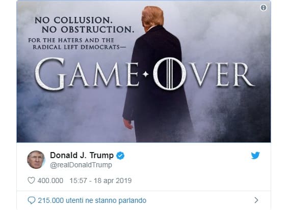 Propaganda politica di Donald Trump ispirata a Game of Thrones. Un esempio di strumentalizzazione politica del fantasy