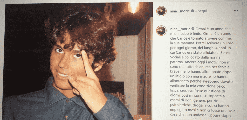 “Il post di Nina Moric ad un anno dalla battaglia vinta per l’affido del figlio Carlos – Photo Credit: dilei.it”