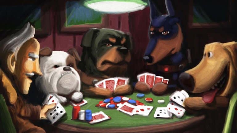 I cani di "Up" nel quadro con il tavolo da gioco.