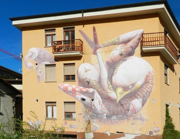 Murales nel centro storico de L'Aquila (fonte: Ilaria Spaziani)