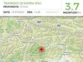 Friuli Venezia Giulia, cinque scosse di terremoto oggi pomeriggio L'epicentro del terremoto (Tusciaweb)