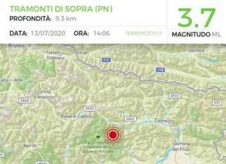 Friuli Venezia Giulia, cinque scosse di terremoto oggi pomeriggio L'epicentro del terremoto (Tusciaweb)
