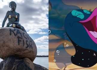 La statua della Sirenetta rovinata ancora: “pesce razzista”