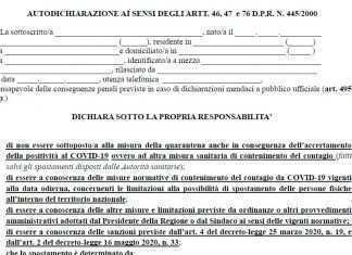 Coronavirus e coprifuoco, arriva l’autocertificazione per spostarsi negli orari serali