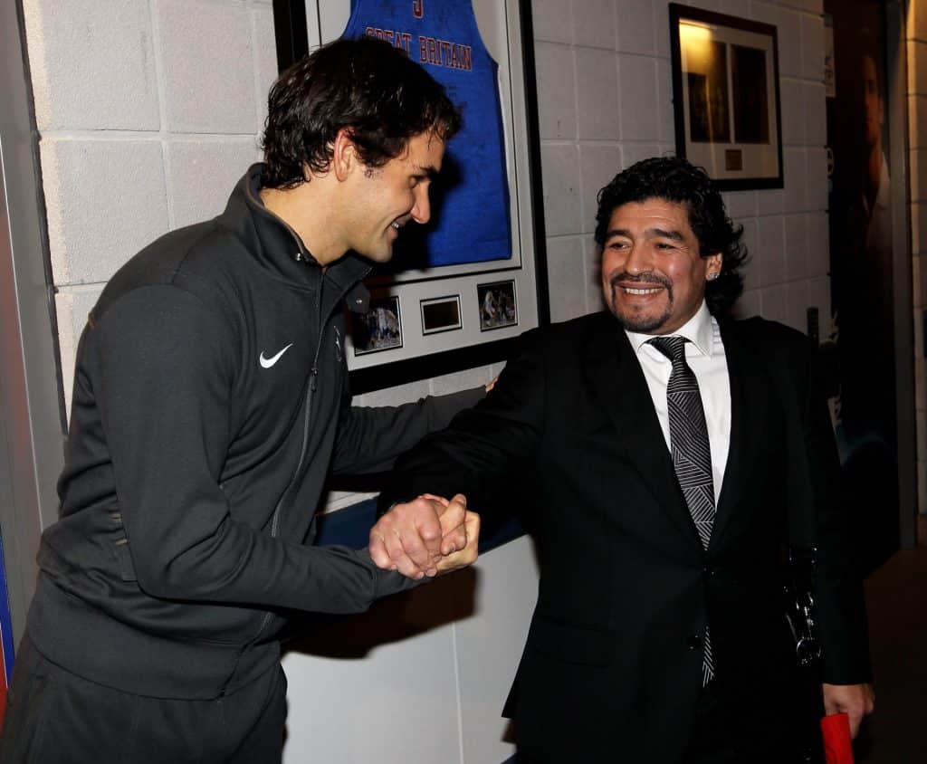 Maradona incontra Federer, credits Clive Brunskill, Getty Images