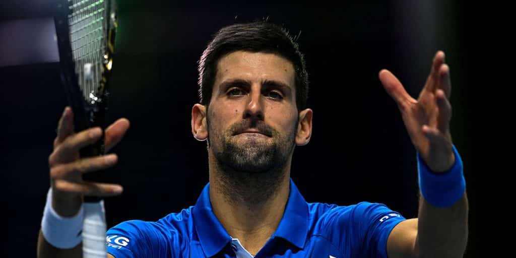Novak Djokovic oggi contro Dominic Thiem in semifinale delle Atp Finals, credits Tony O'Brien, Tennis Photo Network