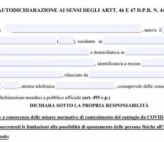 Autocertificazione, come compilarla se si vanno a trovare amici e parenti a Natale autocertificazione, fonte blitzquotidiano.it