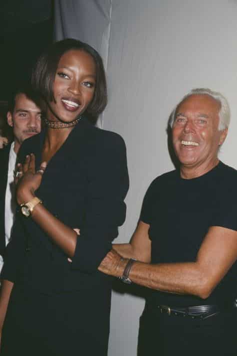 Giorgio Armani e la modella Naomi Campbell - Credits: Pinterest