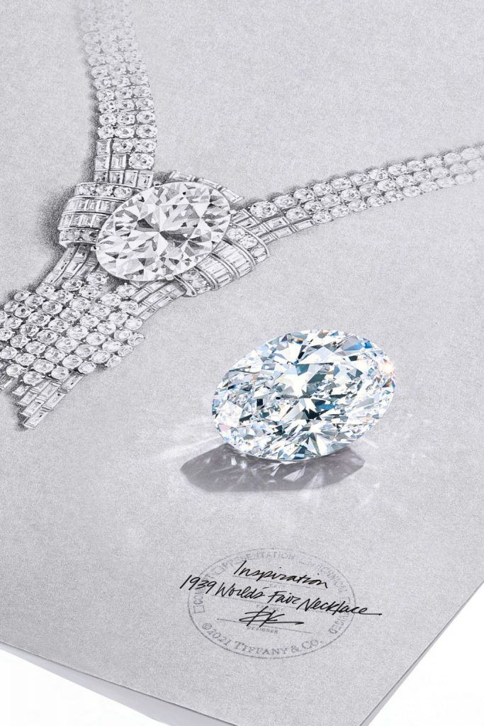 Il diamante Tiffany & Co. da 80 carati, ispirato alla collana dell’Esposizione Universale del 1939. CreditsTiffany & Co.