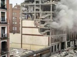 Violenta esplosione rade al suolo un palazzo nel centro di Madrid