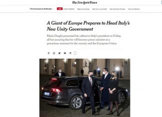 New York Times: “Draghi gigante d’Europa guida un governo di unità nazionale”