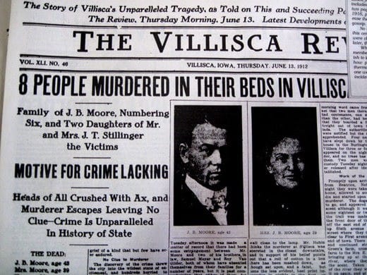 Nella foto un ritaglio di giornale relativo al massacro di Villisca  photo credit: medium.com