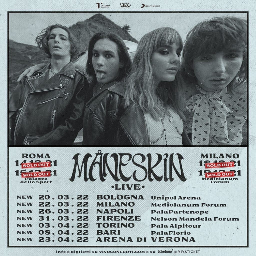 Maneskin, tappe del tour 2022 - ph: wordsforyou