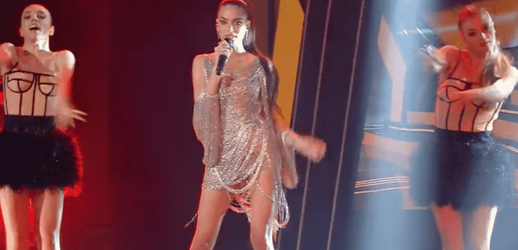 Sanremo 2021 seconda serata , lo show di Elodie - Photo Credits immagine Rai