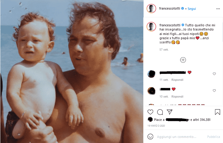 Enzo con il figlio Francesco Totti - Photo Credits: Instagram ufficiale di Francesco Totti