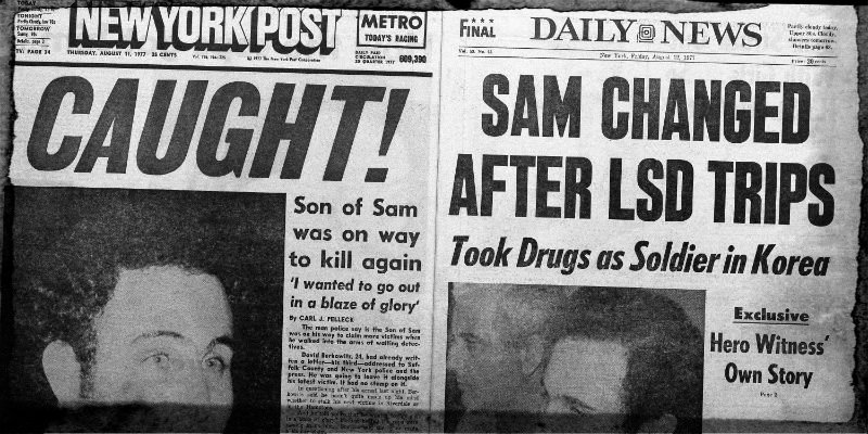 Ritagli di giornale con titoli sul "Son of Sam", Credits: AP Phtoto/File