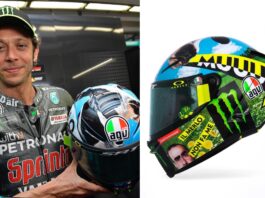 Valentino Rossi al Mugello con il nuovo casco dedicato a Elio