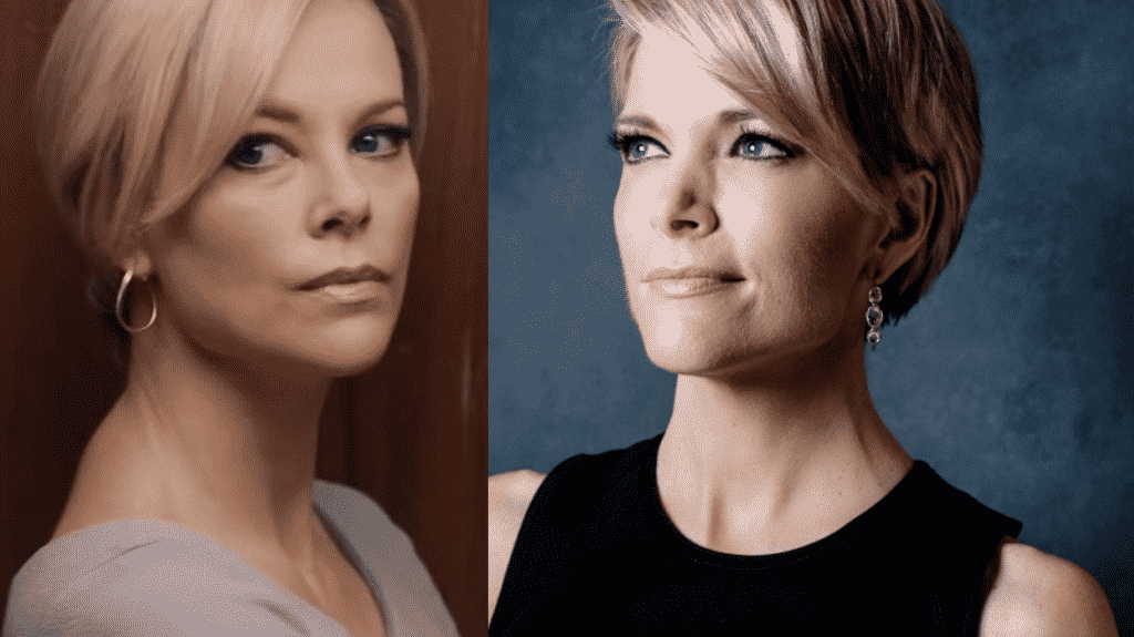 Charlize Theron in "Bombshell" a sinistra e Megyn Kelly a destra, Credits: The National Blogs