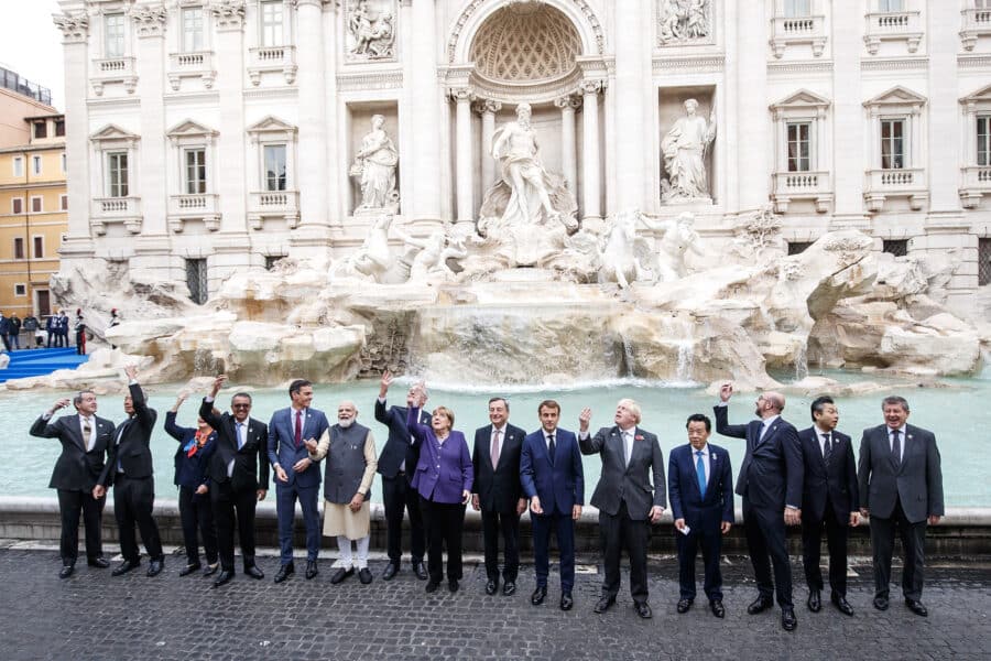 Roma G20, leader politici a fontana di Trevi