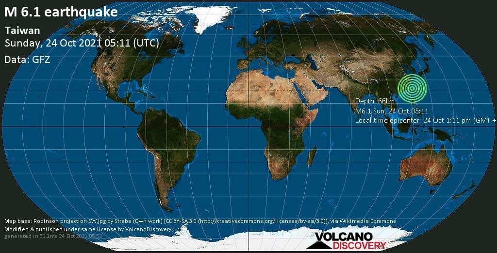 Terremoto in Taiwan di magnitudo 6,2