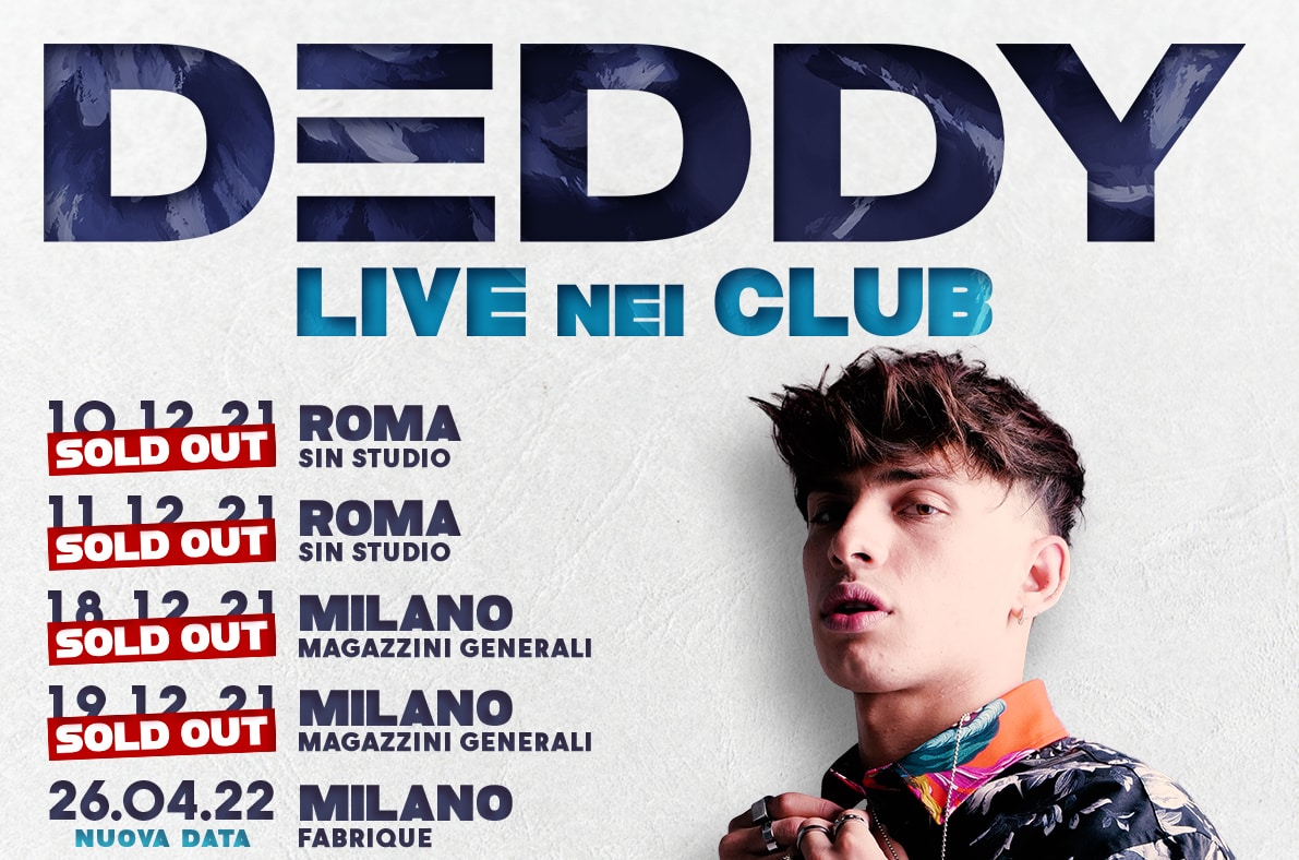 Deddy, il tour Live nei Club è già sold out