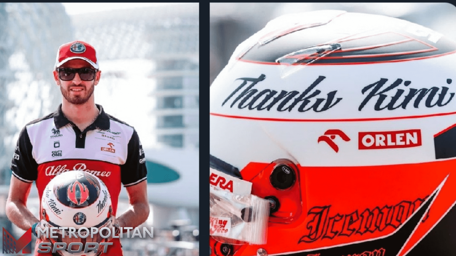 Formula 1, il casco di Giovinazzi per Raikkonen: “Thanks Kimi”