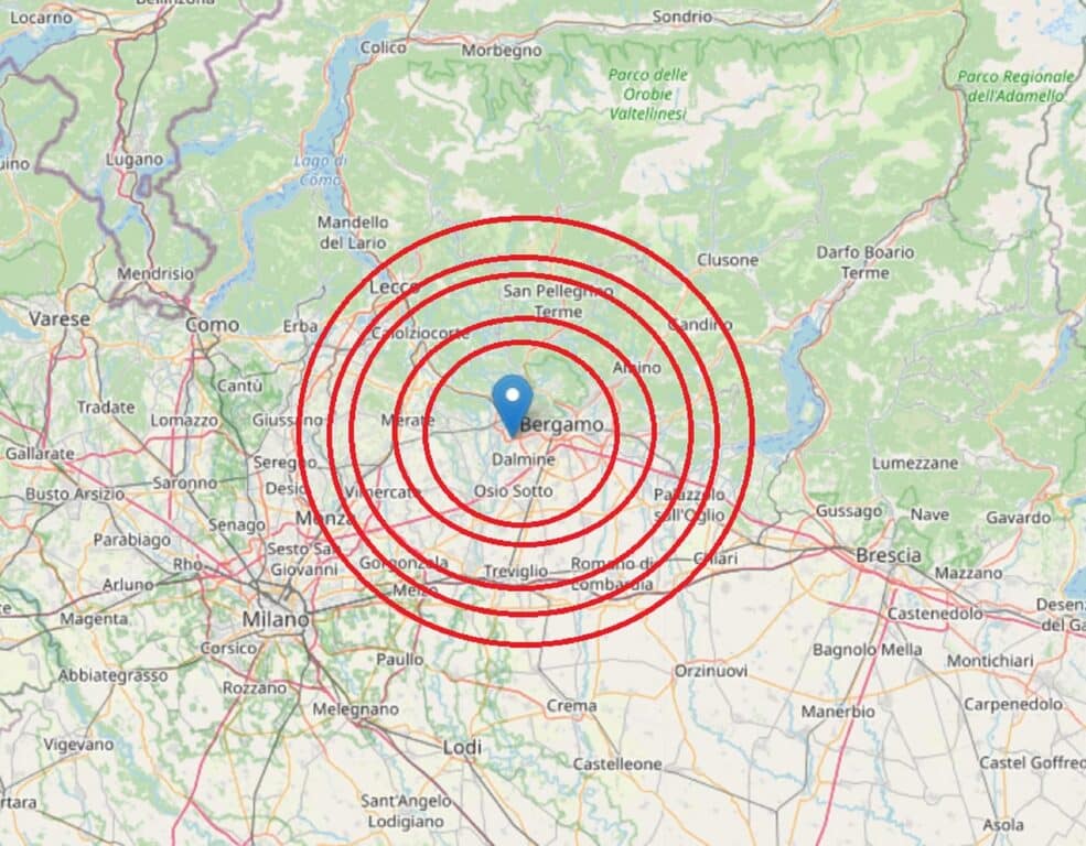 Terremoto a Milano e Lombardia, epicentro vicino Bergamo