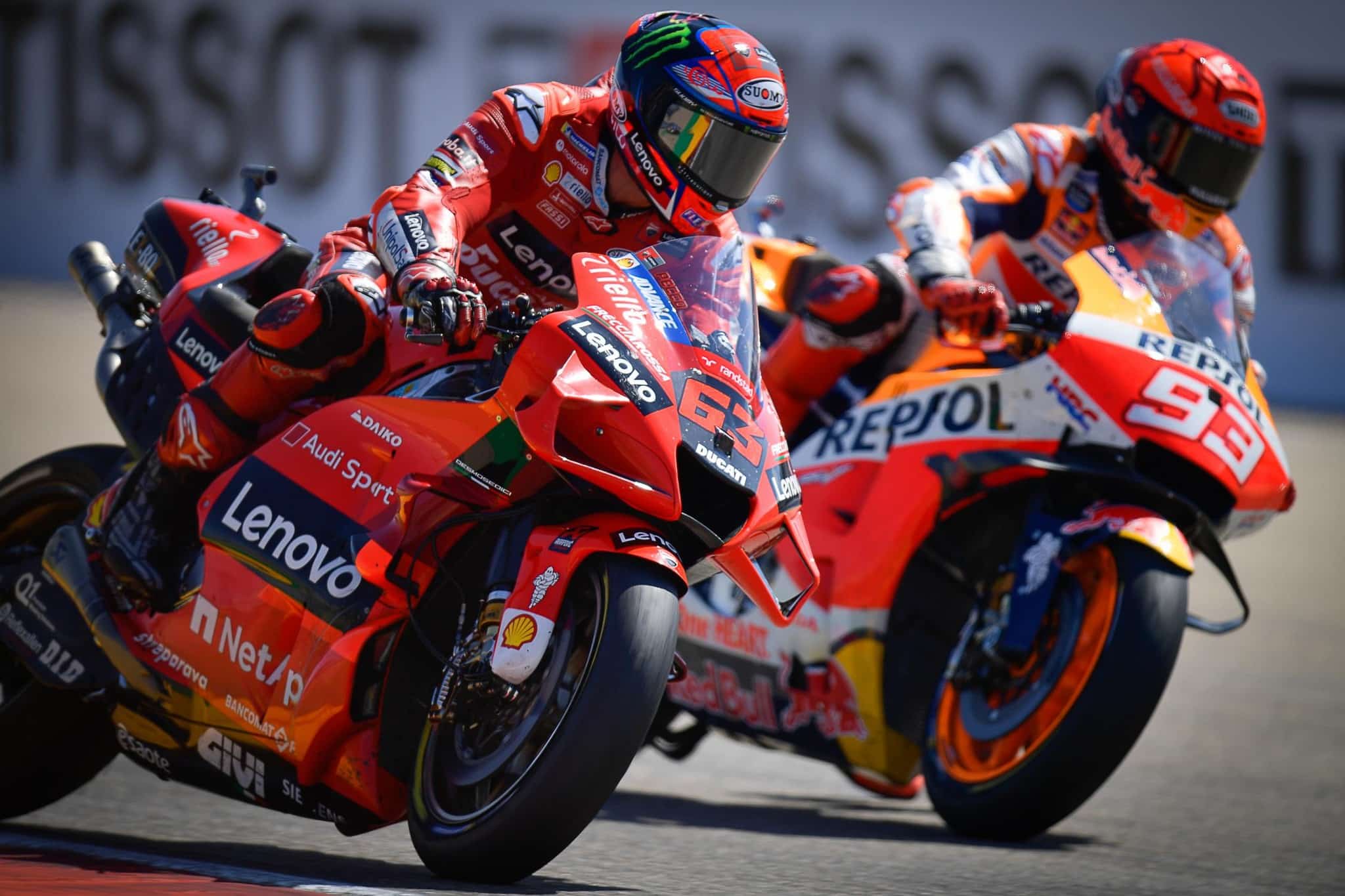 Francesco Bagnaia, primo podio sul bagnato: -2 da Quartararo