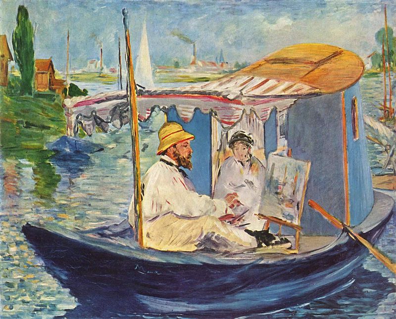 Claude Monet con la moglie nel suo atelier galleggiante_photocredit:wikipedia
