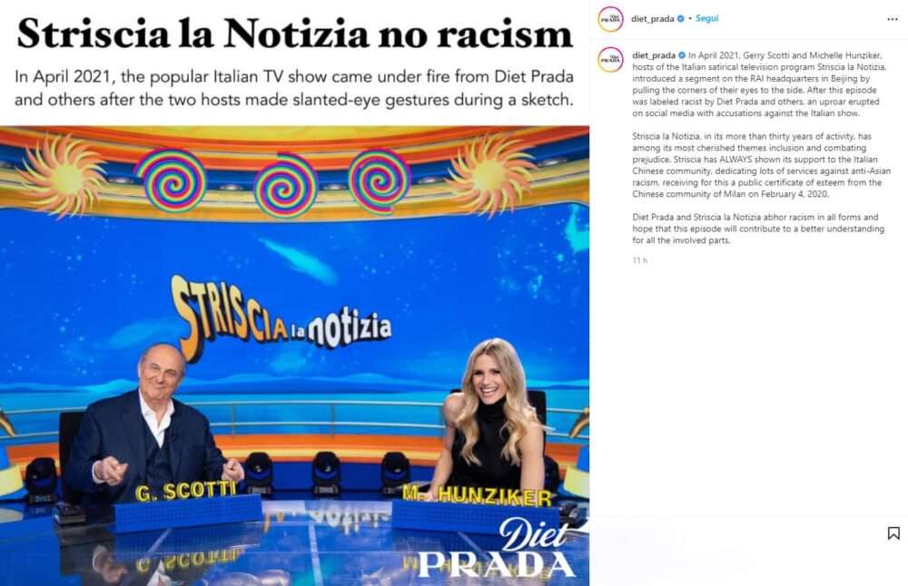 Striscia la notizia, Diet Prada fa marcia indietro: non è razzista striscia la notizia diet Prada