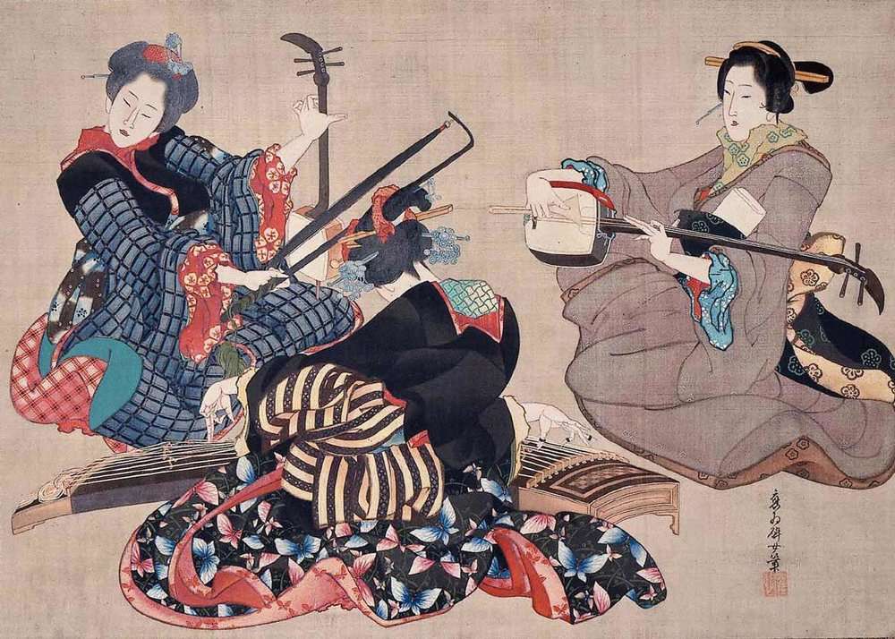Katsushika-Oi-Three-Women-Playing-Musical-Instruments_photocredit:japanobjects