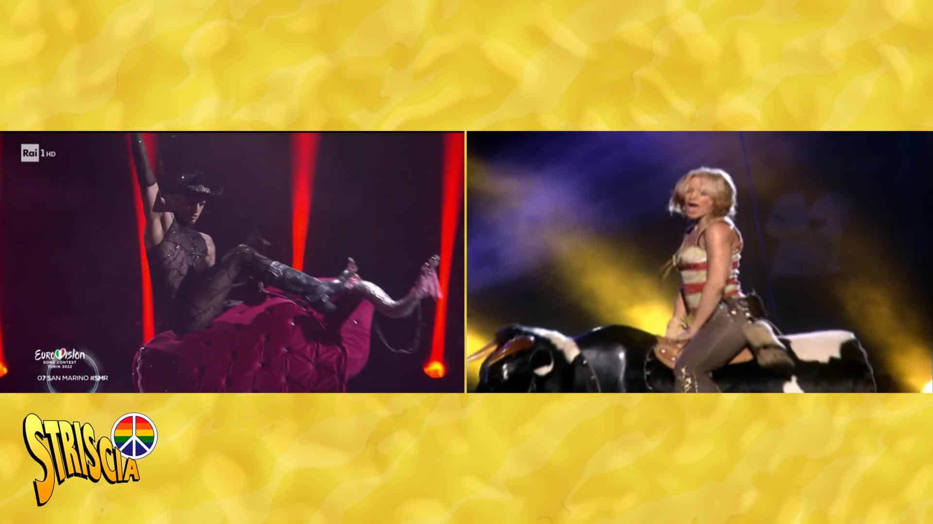 L’esibizione di Achille Lauro all’Eurovision, questa sera a Striscia la Notizia Achille Luro esibizione eurovision - Ufficio Stampa Striscia