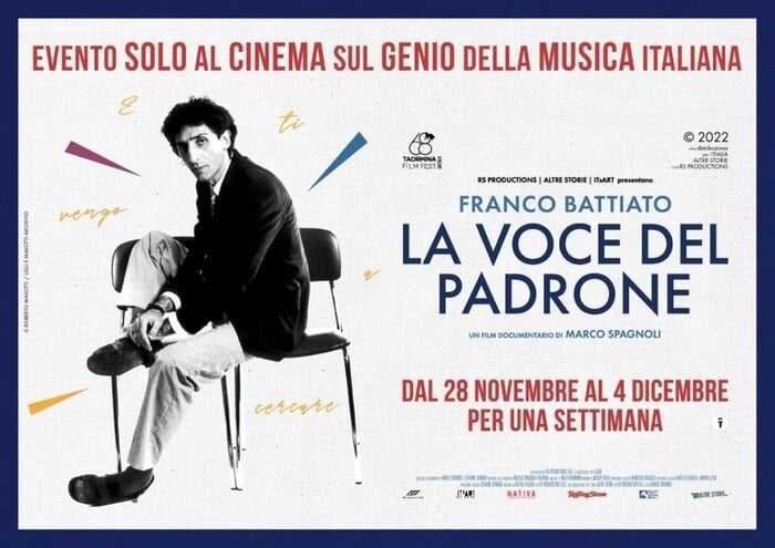 La voce del padrone, il docu-film su Franco Battiato Locandina del film "La voce del padrone" di Marco Spagnoli.