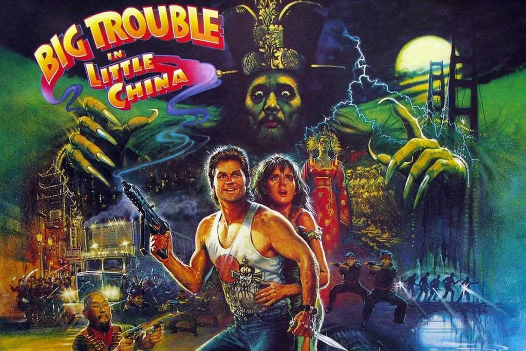 Kurt Russell nella locandina del film Grosso Guaio a Chinatown 