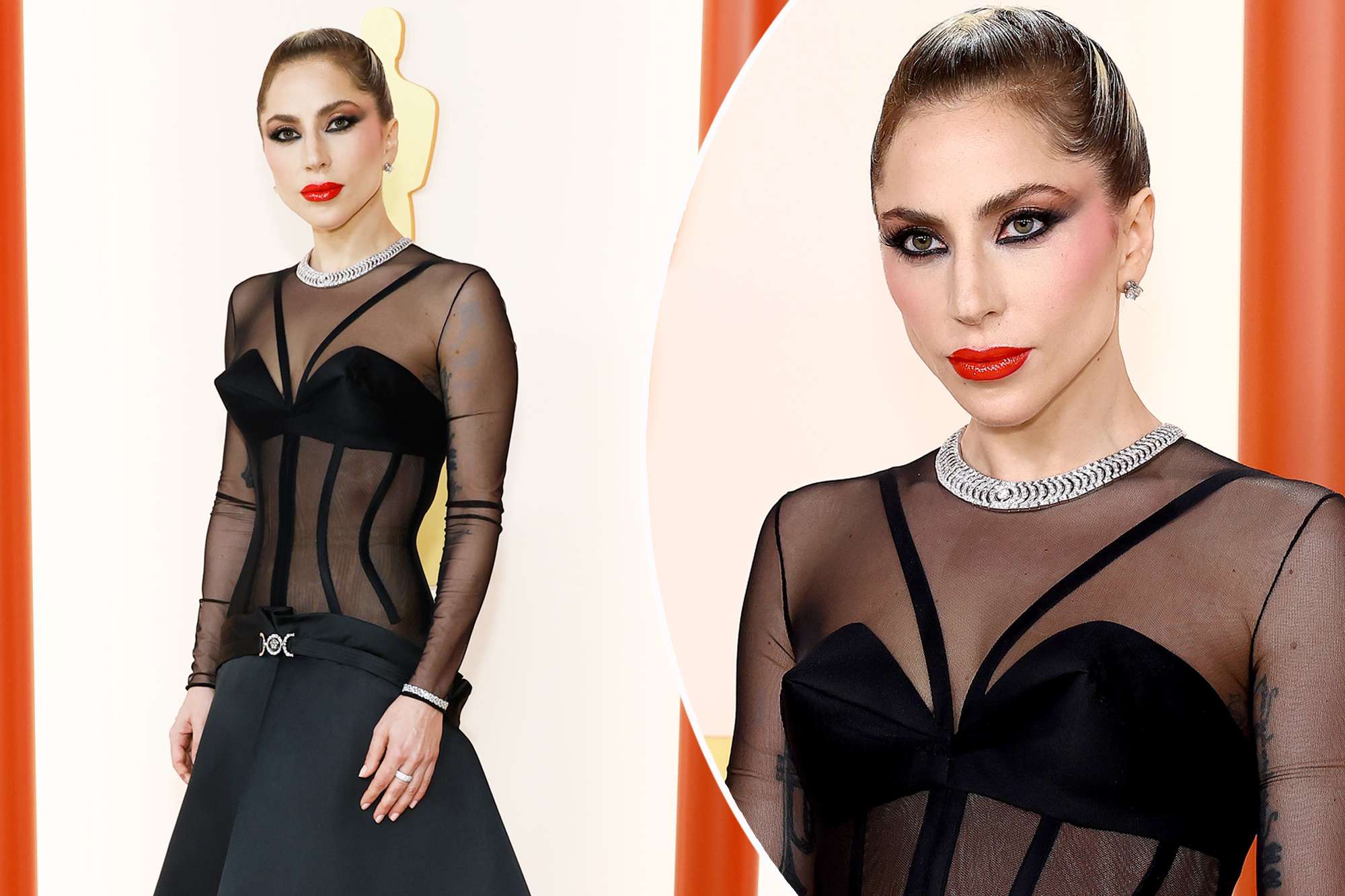 Oscar 2023, tutti i look del Red Carpet Lady Gaga sul Red Carpet - Ph Credit pagesix.com