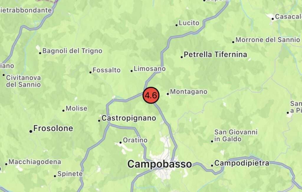 Torna la paura in Molise, terremoto di magnitudo 4.6