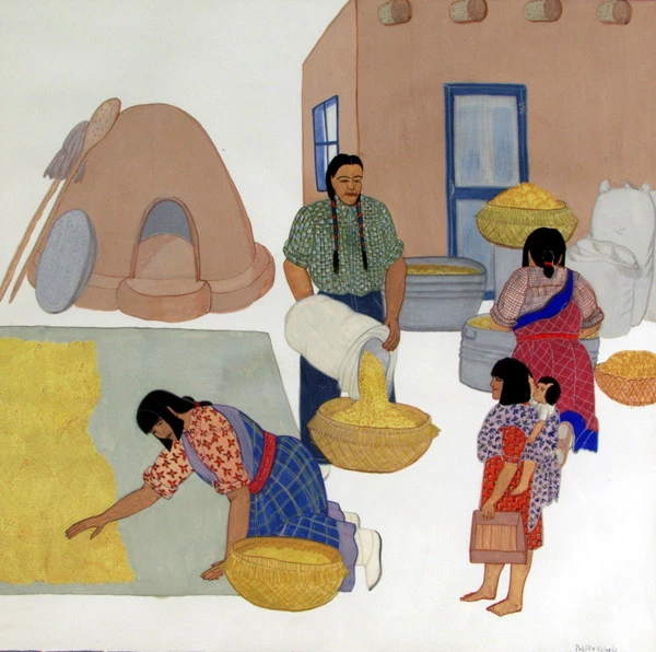 Pablita Velarde_Drying corn_1940_nationalpark_exbart