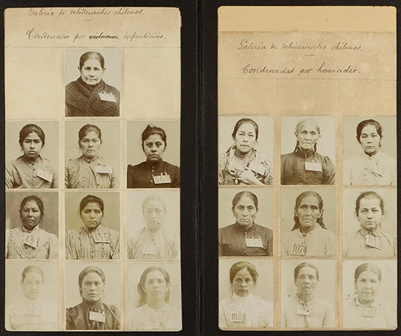 Fotografie di donne cilene condannate per omicidio per le teorie di Cesare Lombroso sulla "donna patologica" - Photo Credits museolombroso.unito.it