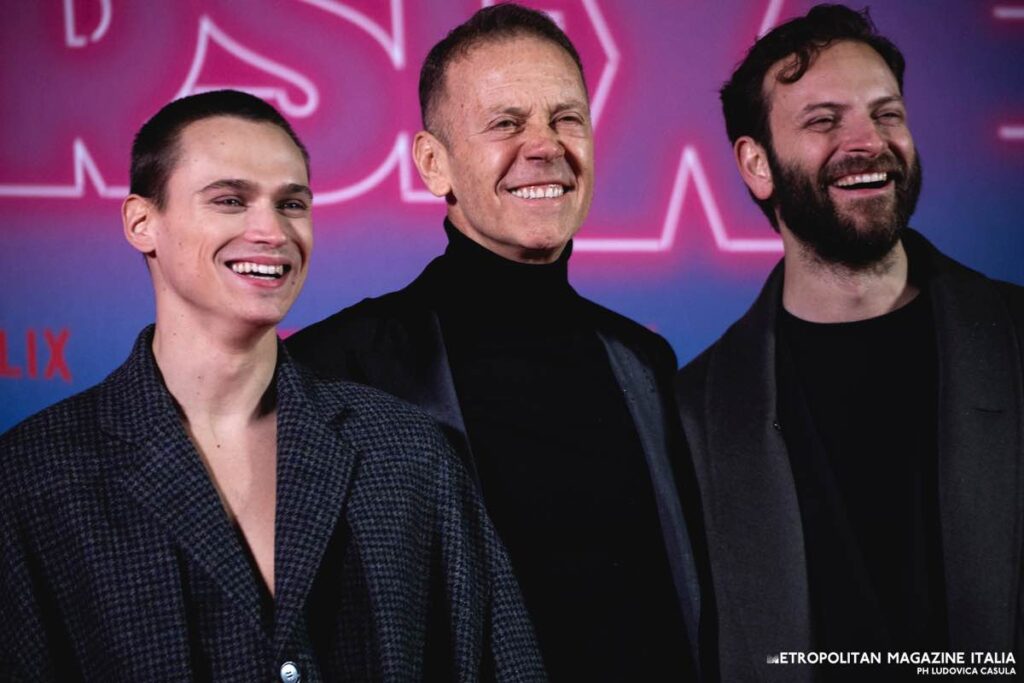 Supersex, Saul Nanni, Rocco Siffredi e Alessandro Borghi al photocall della serie Netflix - Ph © Ludovica Casula