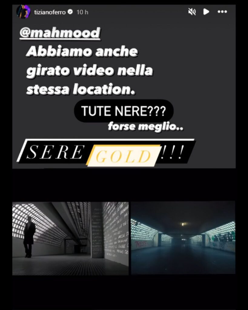 Location video musicali: Mahmood uguale a Tiziano Ferro, Foto da Instagram 