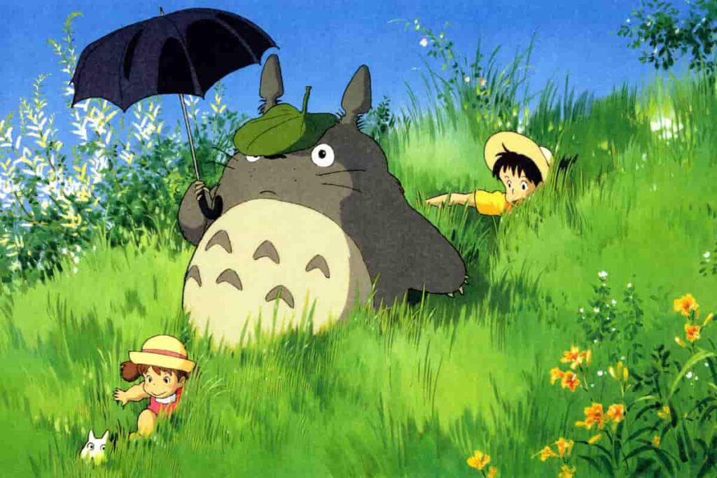 Totoro, Mei e Satsuki in una scena del film