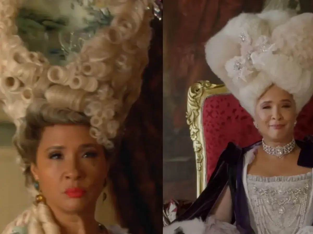 Pronti per Bridgerton 3? I segreti della parrucca con i cigni della Regina Carlotta bridgerton 3 parrucca