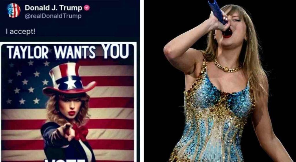 Donald Trump, Taylor Swift nei panni di Zio Sam a suo supporto: è un fake